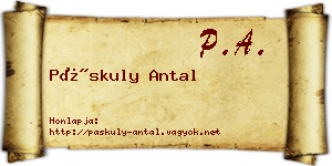 Páskuly Antal névjegykártya